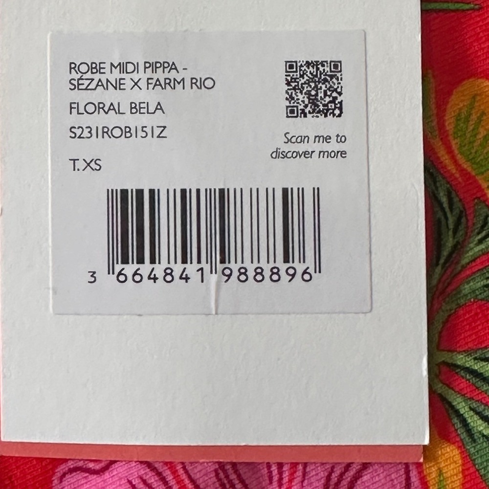 Sezane X Farm Rio SZ XS NWT The PIppa Floral Bela Bird Print Side Tie Midi Dress - Picture 12 of 16